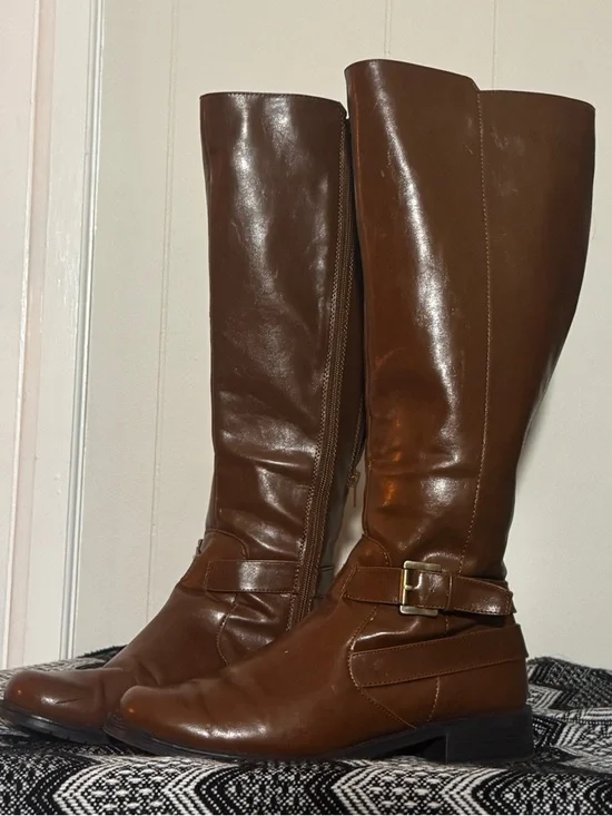 AEROSOLES Chestnut Brown Knee-High Leather Boots - Picture 3 of 5